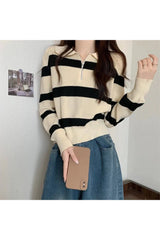 Spring Striped Patchwork Knit Pullover PDD 95102 xin 40-60kg can wear Shoptery