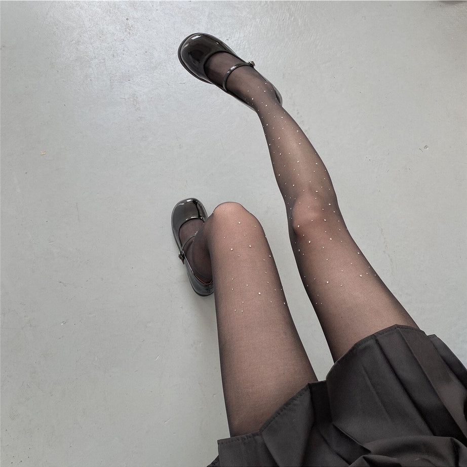 Star Diamond Kawaii Fishnet Stockings black 1 one size Shoptery