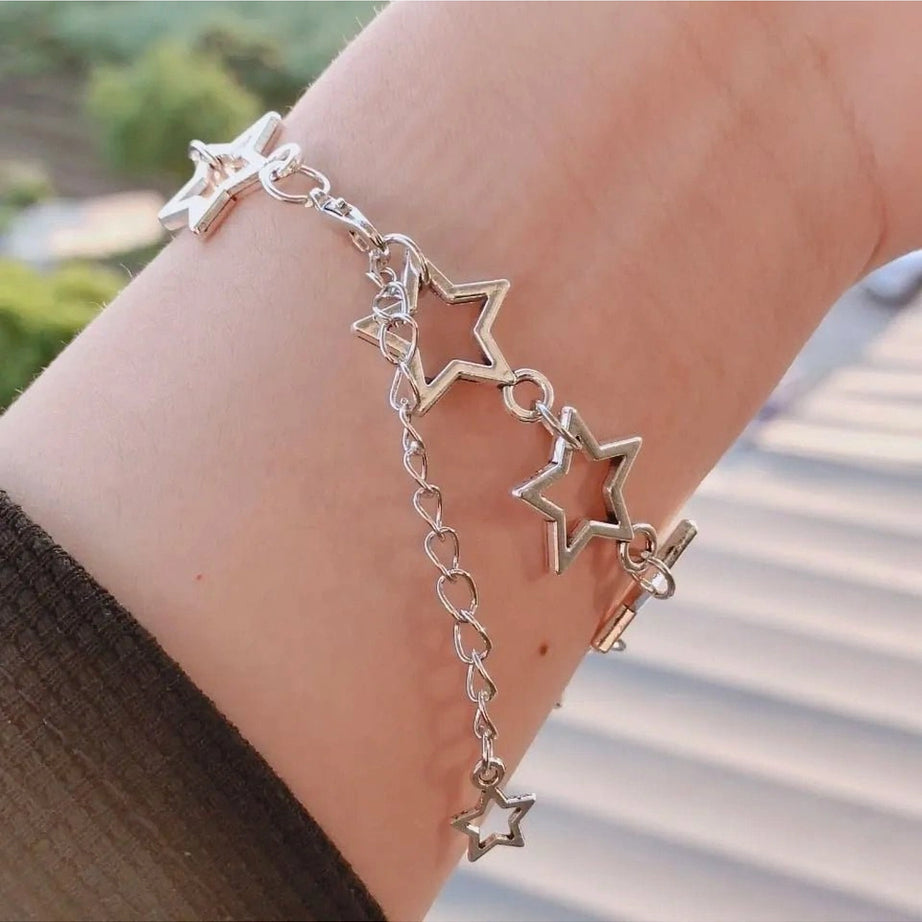 Y2k Stellar Silhouette Charm Bracelet Shoptery