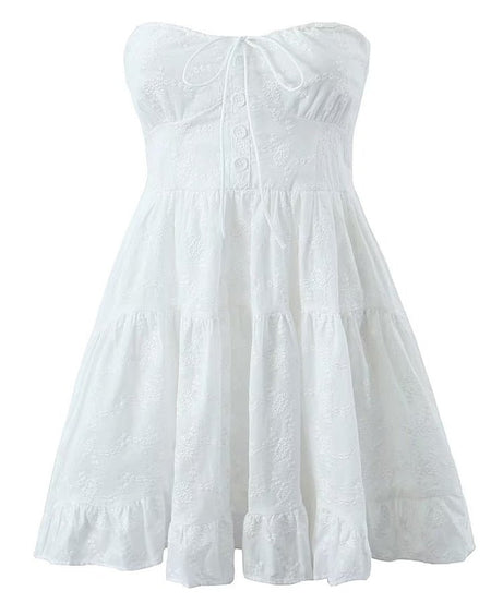 Strapless Lace Mini Dress - Dresses