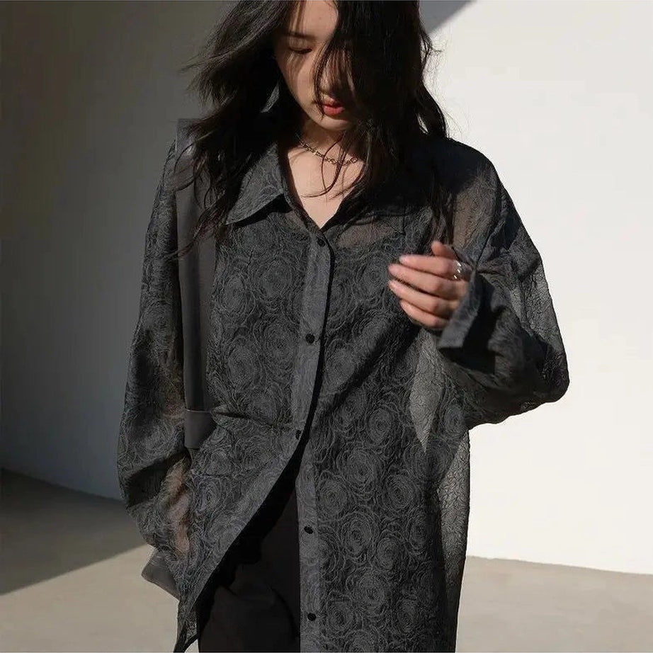Alt Streetwear Lantern Sleeve Shirt black Shoptery
