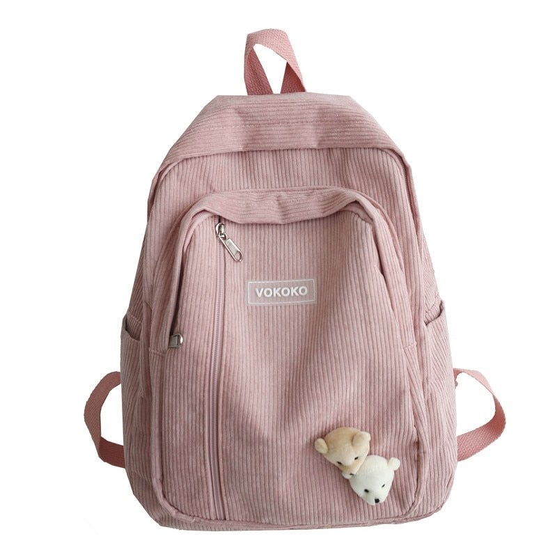 Stripe Corduroy School Backpack - Backpacks