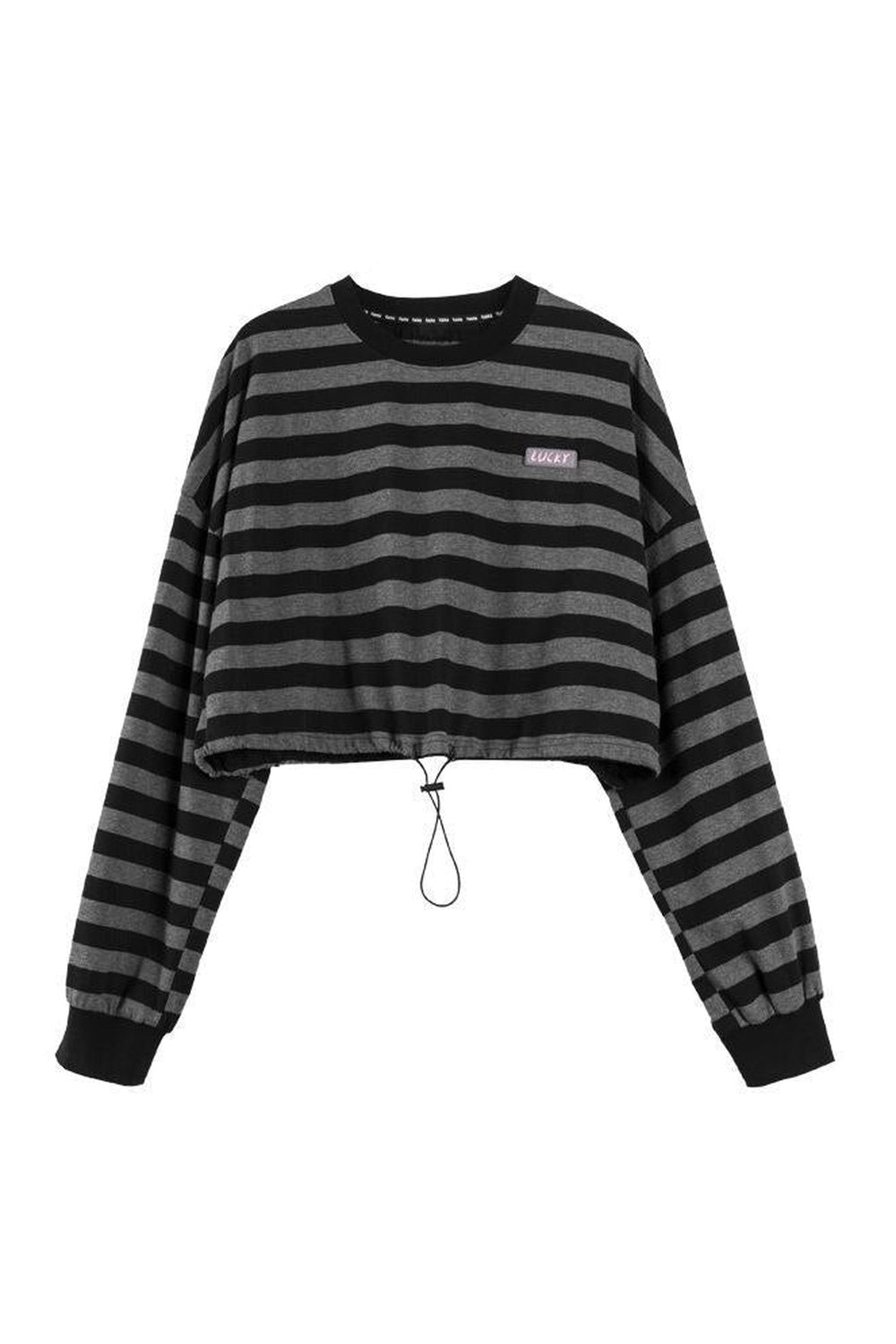 Striped Drawstring Women's Sweatshirt - Rings