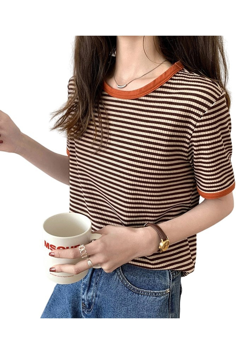 Striped Korean Summer T-shirt - T-shirts