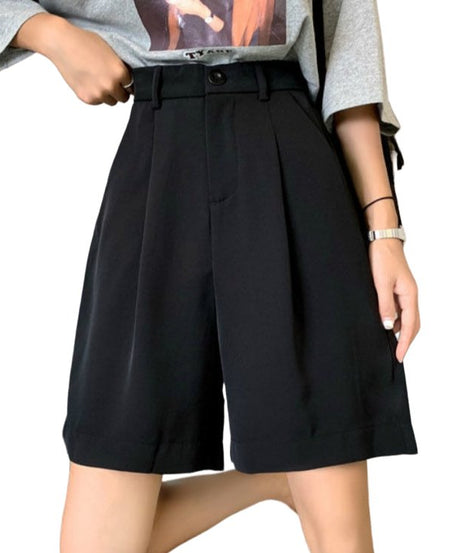 Summer Black Wide-Leg Shorts - Shorts