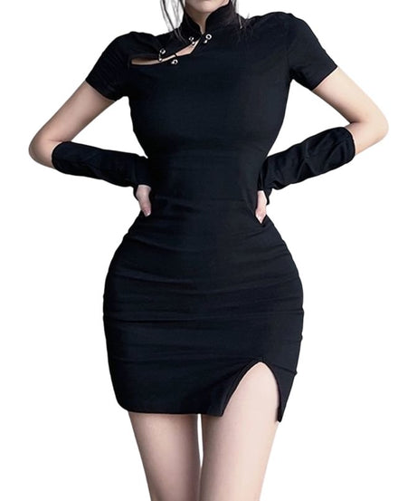 Summer Bodycon Black Mini Dress - Dresses
