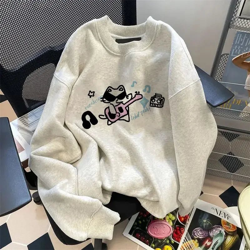 Sweet Cat Cartoon College Sweatshirt -