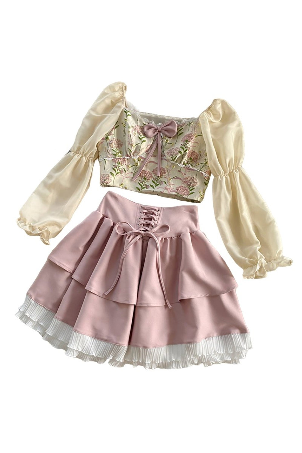 Sweet Elegant Skirt & Blouse Set - Blouses