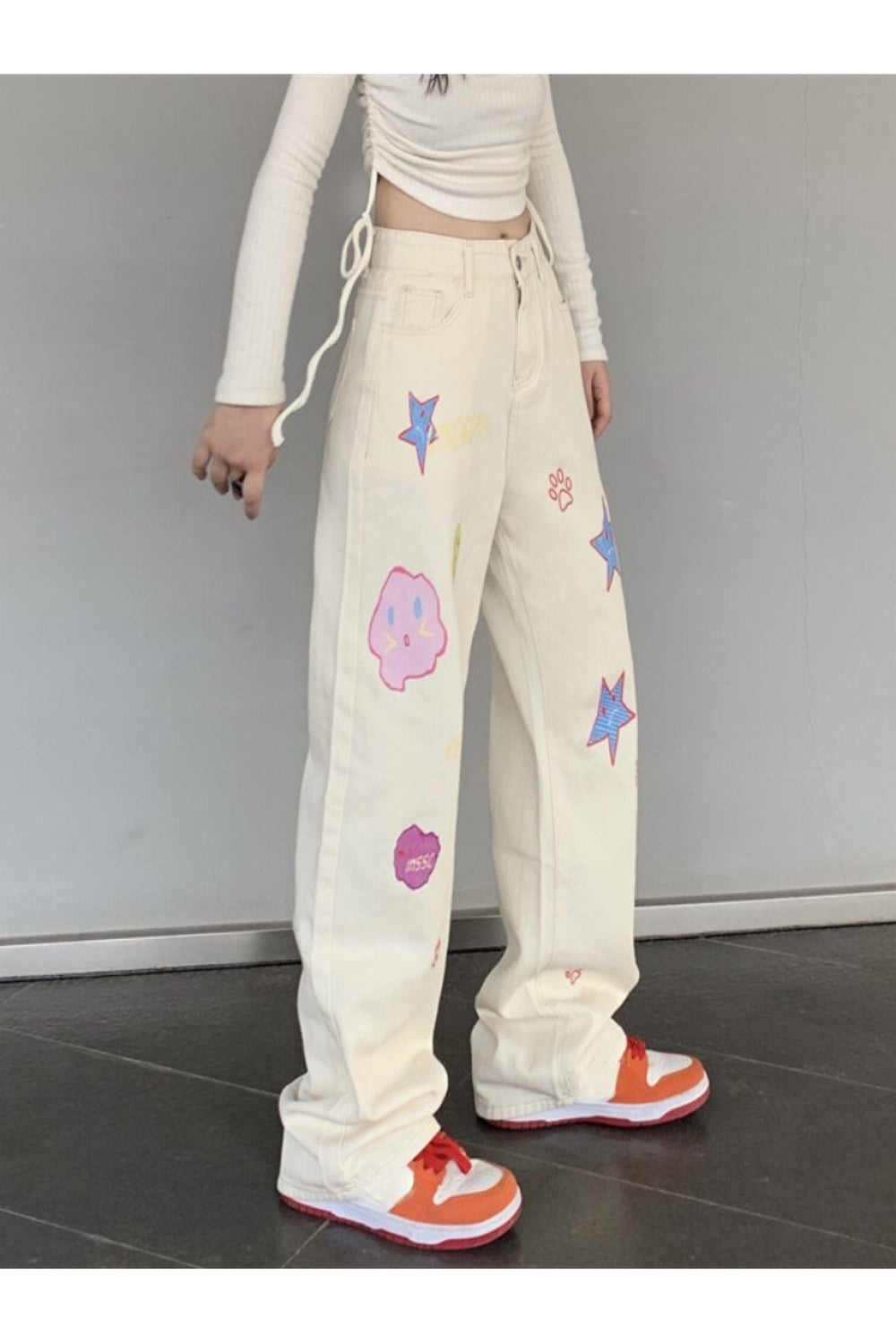 Fall Sweet Embroidery Y2K Jeans Shoptery