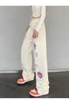 Fall Sweet Embroidery Y2K Jeans Shoptery