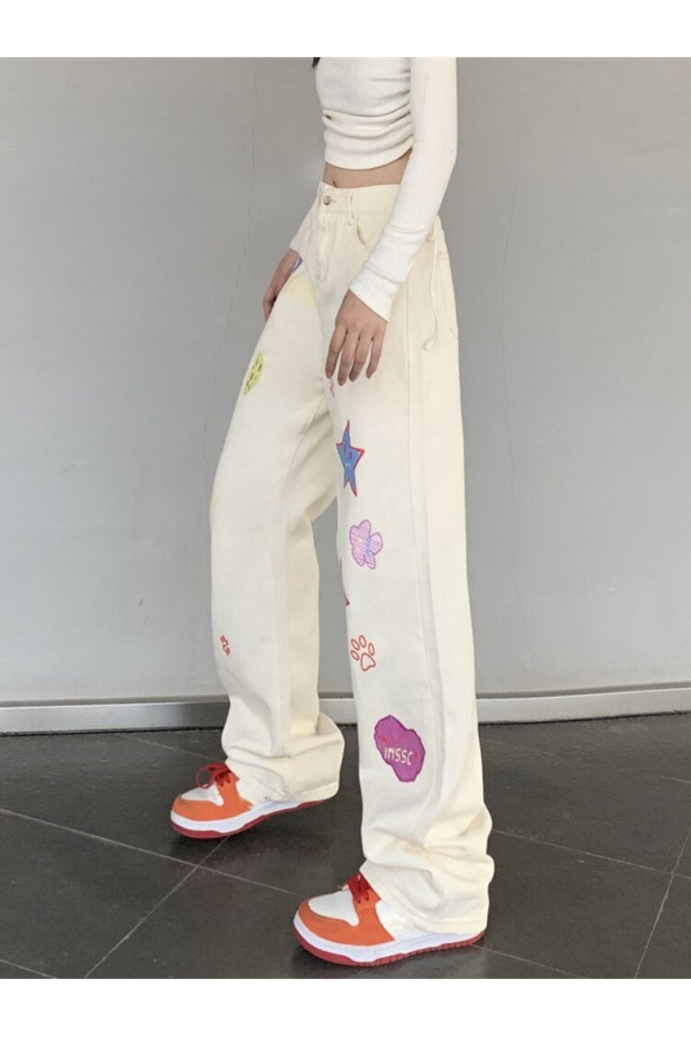 Fall Sweet Embroidery Y2K Jeans Shoptery