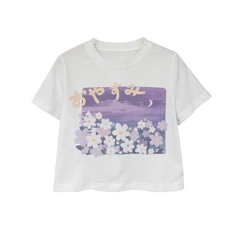 Sweet Floral O-neck T-shirt - T-shirts