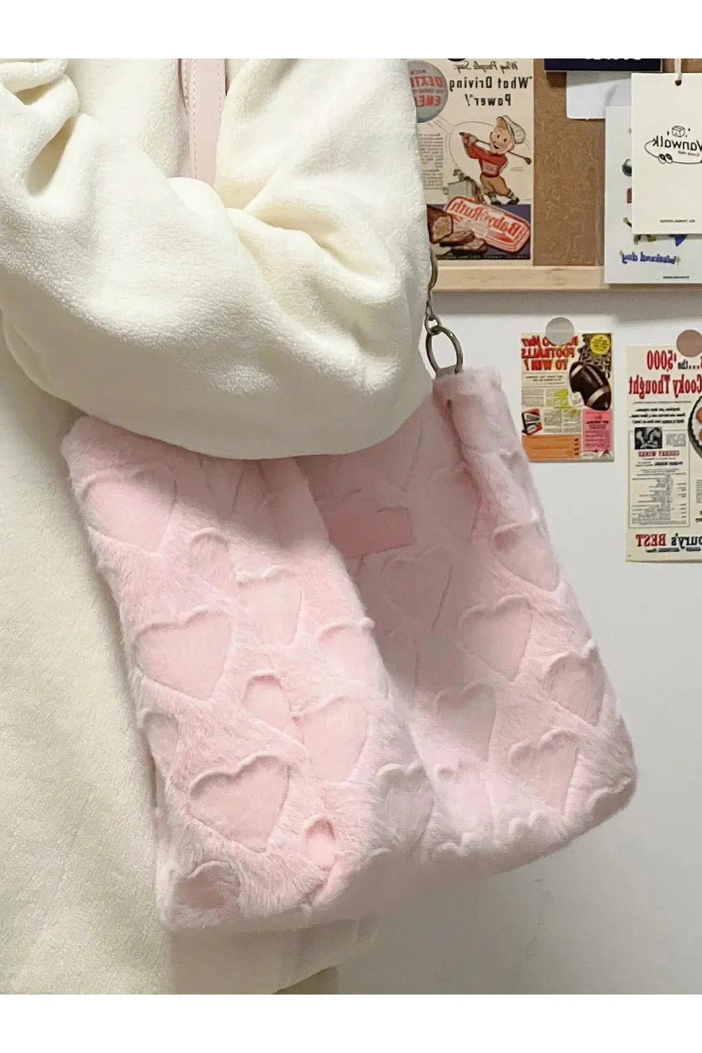 Coquette Sweet Heart Furry Tote Bag Shoptery