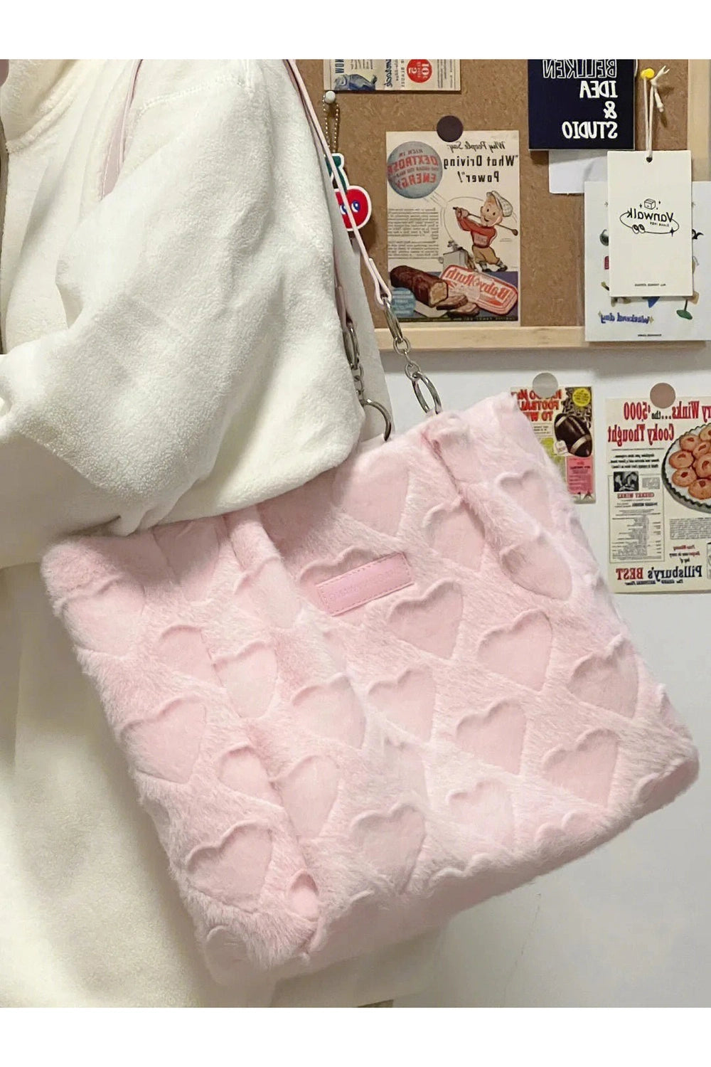 Coquette Sweet Heart Furry Tote Bag Shoptery