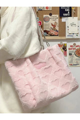 Coquette Sweet Heart Furry Tote Bag Shoptery