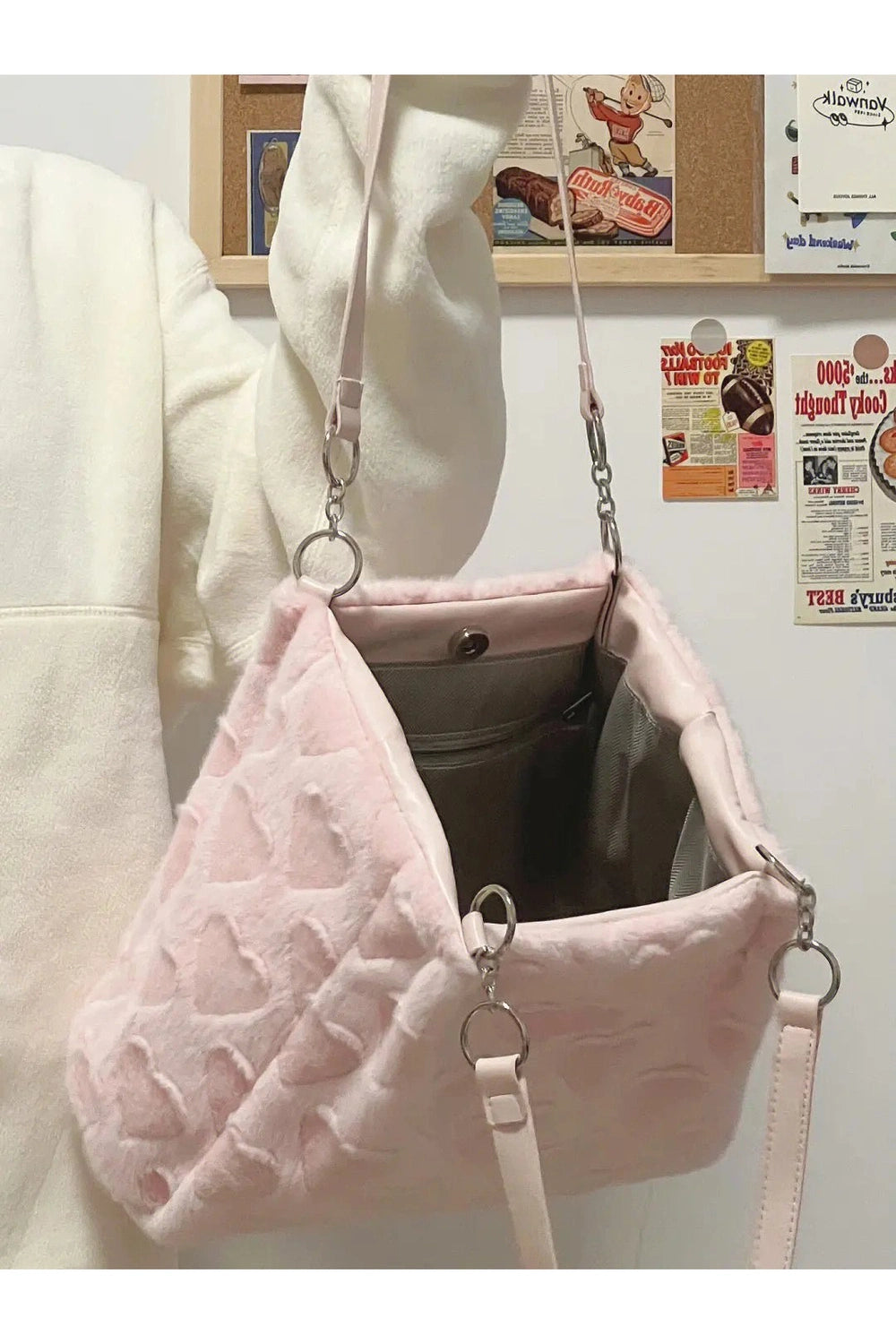 Coquette Sweet Heart Furry Tote Bag Shoptery