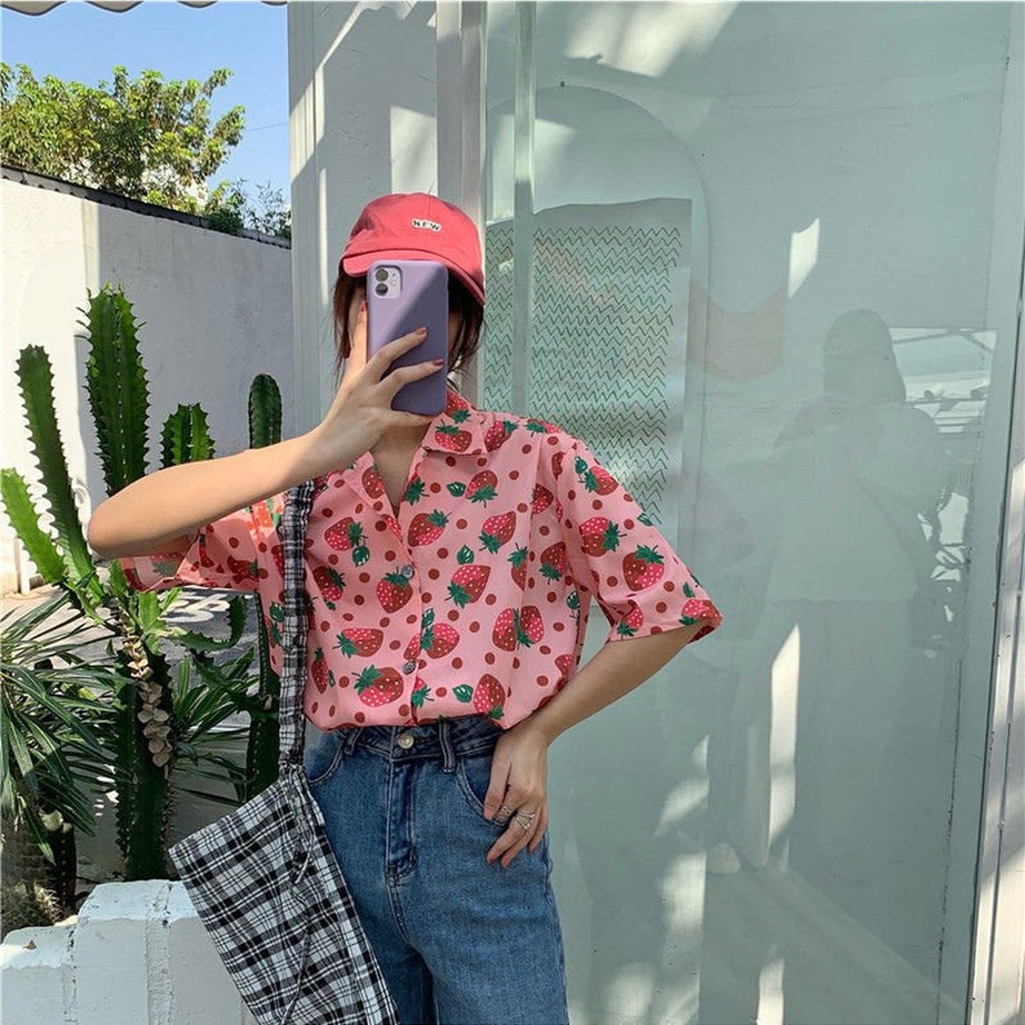 Aesthetic Sweet Korean Print Shirt Shoptery