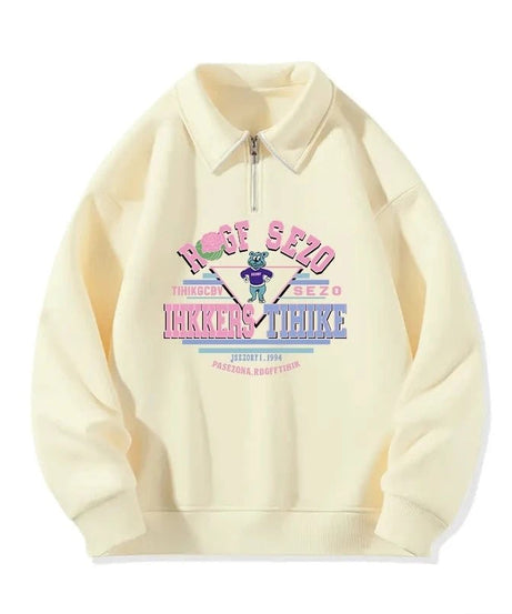 Sweet Letter Print Zipper Hoodie -