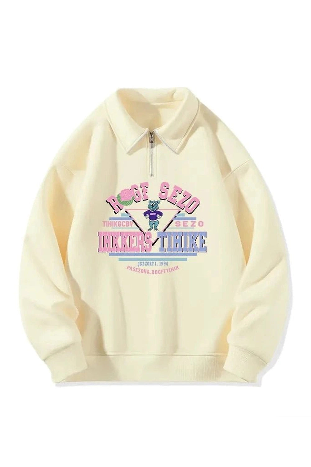 Sweet Letter Print Zipper Hoodie -