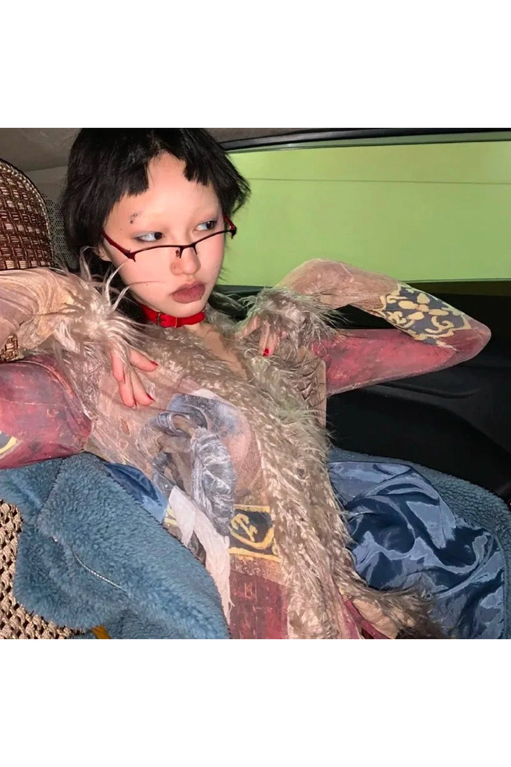 Y2k Rave Tassel Mesh Alt Irregular Shirt Shoptery