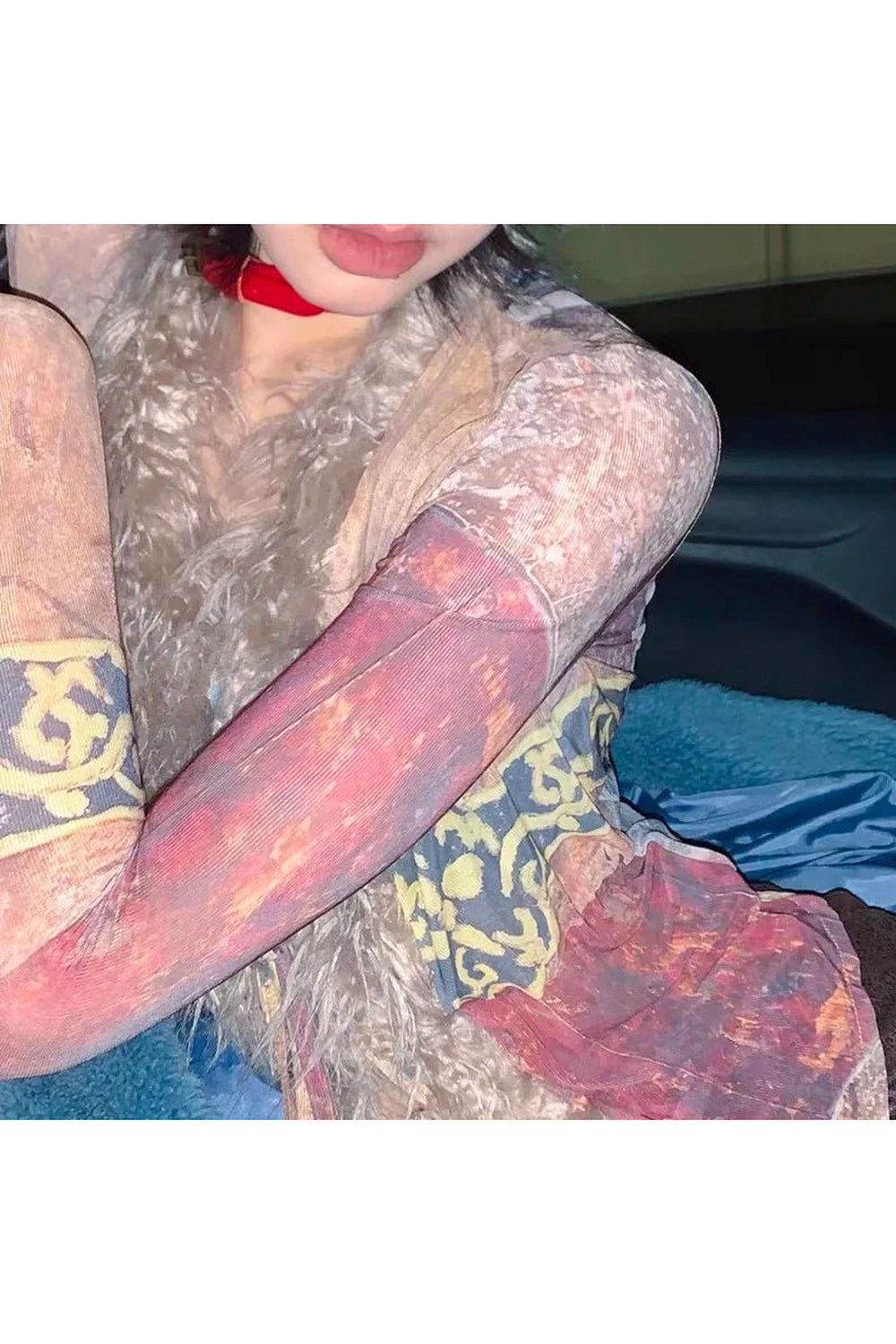 Y2k Rave Tassel Mesh Alt Irregular Shirt Shoptery