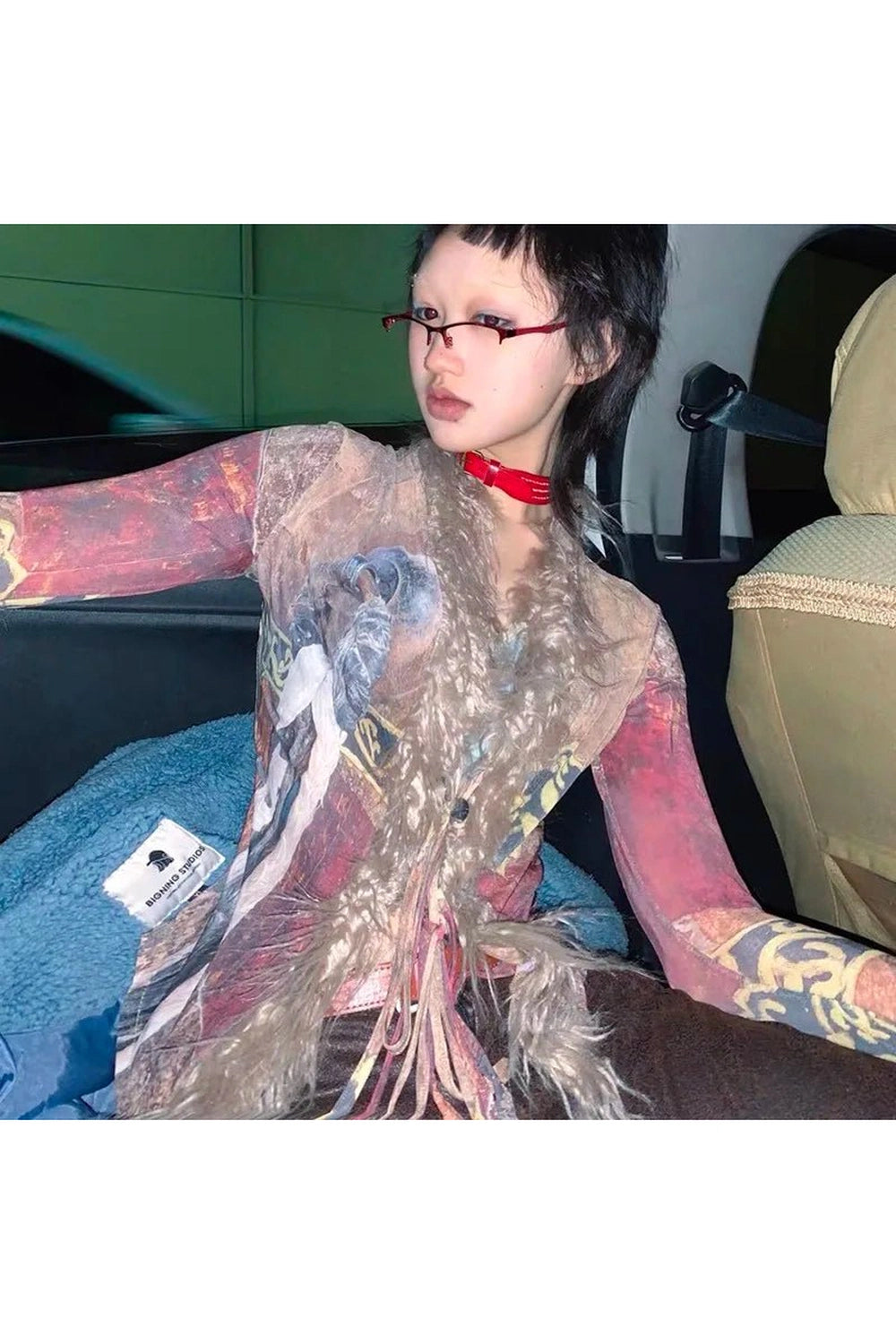 Y2k Rave Tassel Mesh Alt Irregular Shirt Shoptery