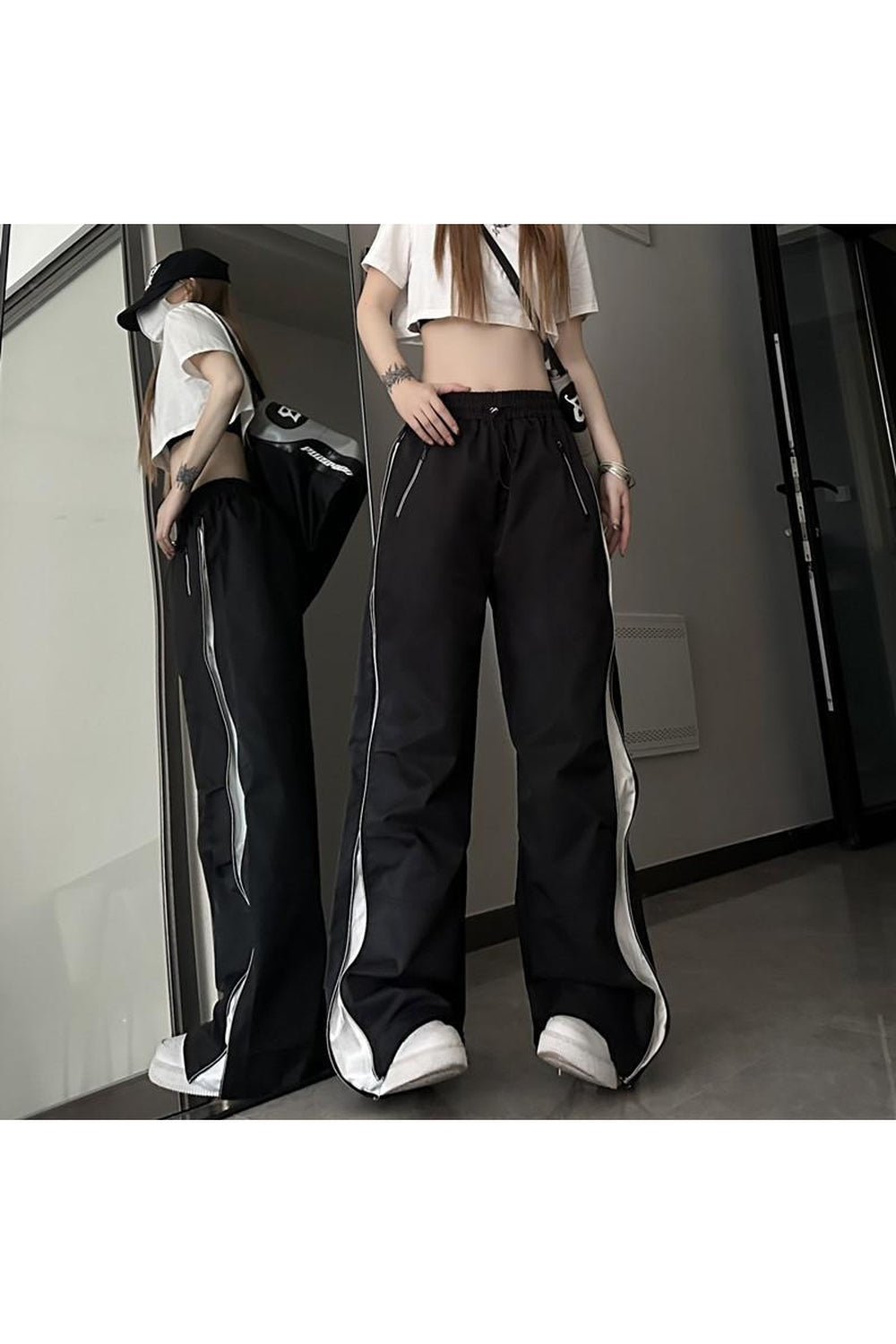 Y2k Techwear Streetwear Sweatpants Black Shoptery