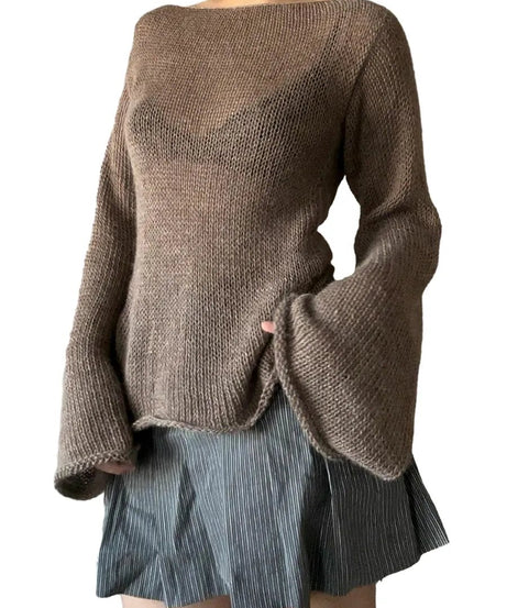 Tie Back Knitted Sweater - Sweaters