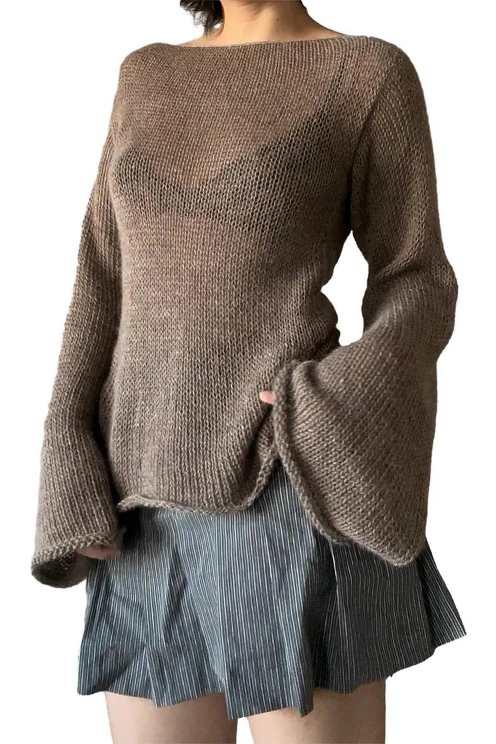 Tie Back Knitted Sweater - Sweaters