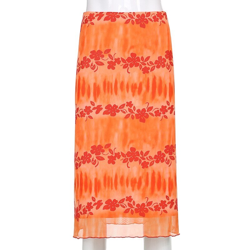 Tie Dye Floral Maxi Skirt - Skirts