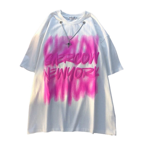 Tie-dye Graffiti Hip-hop T-shirt - T-shirts