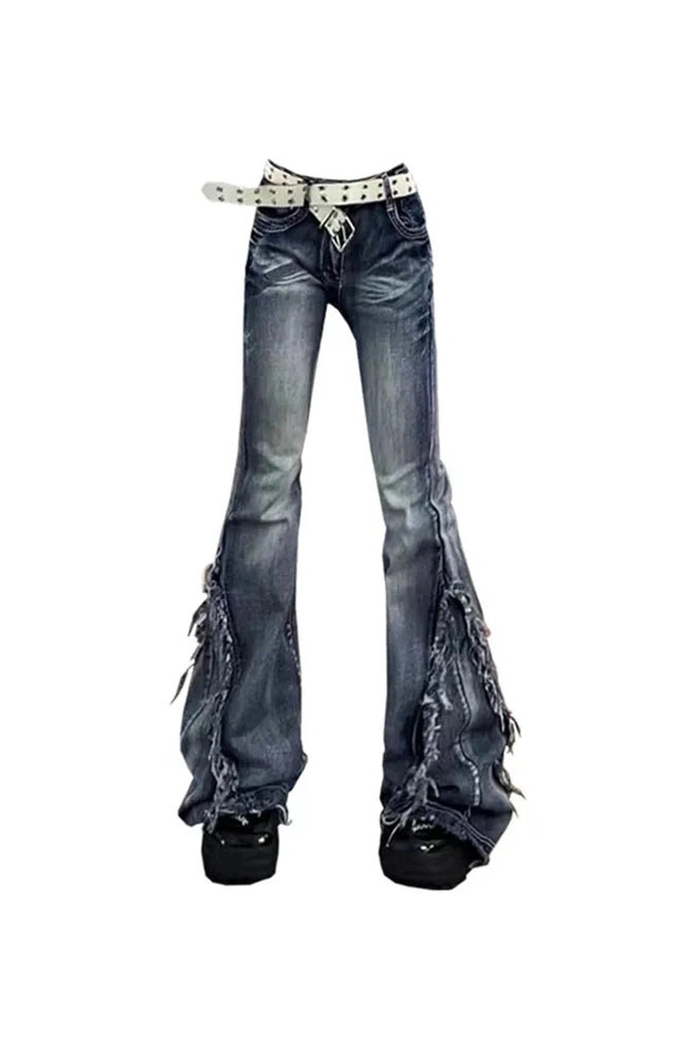 Y2k Urban Cascade Denim Pant Blue Shoptery