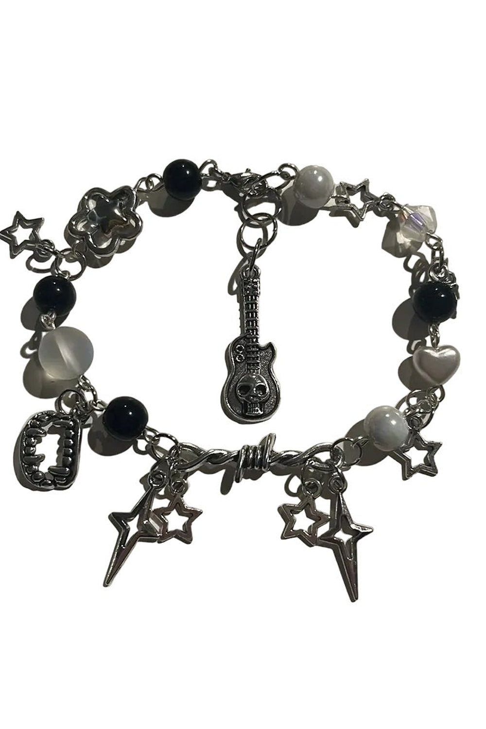 Y2k Vampire Tooth Skull Beaded Bracelet Default Title Shoptery