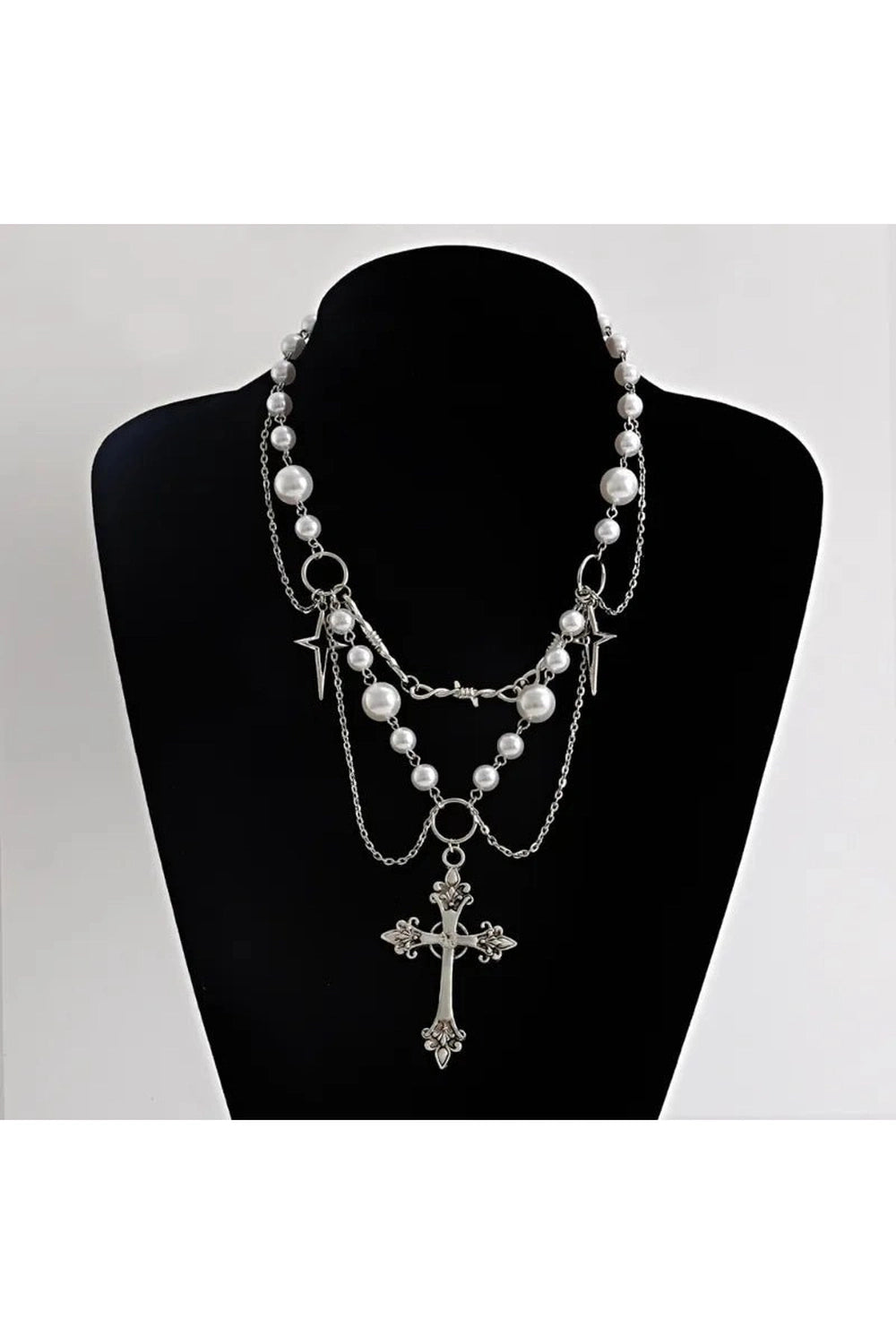 Alt Victorian Gothic Rosary Pearl Necklace Shoptery