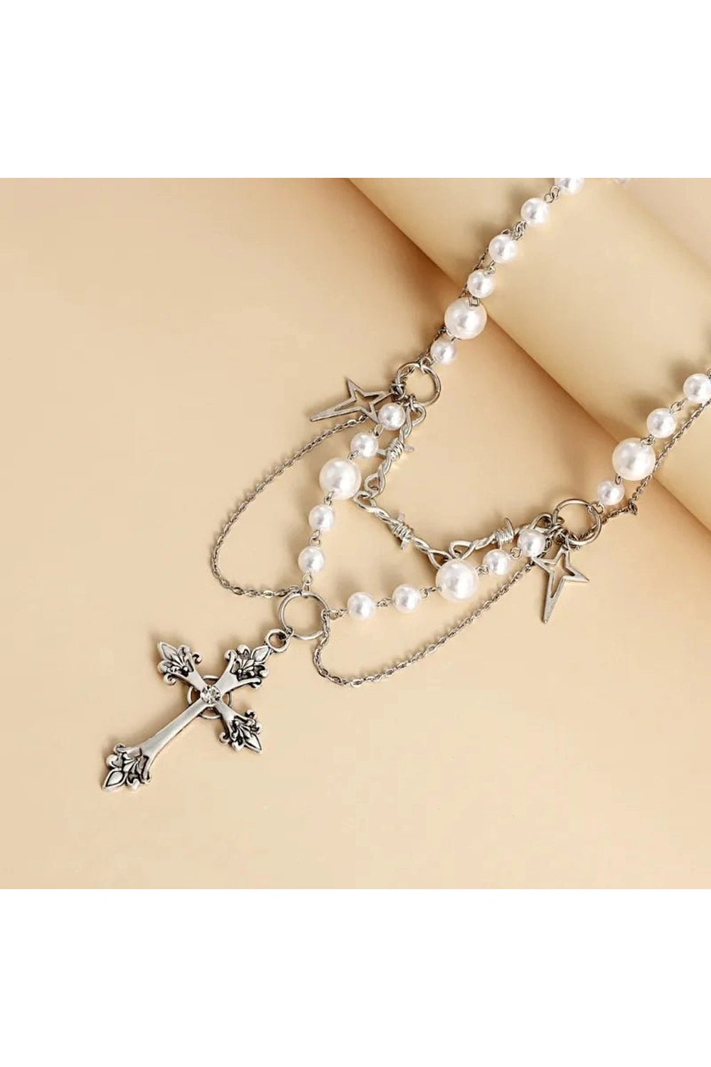 Alt Victorian Gothic Rosary Pearl Necklace Shoptery
