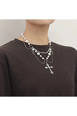 Alt Victorian Gothic Rosary Pearl Necklace Shoptery