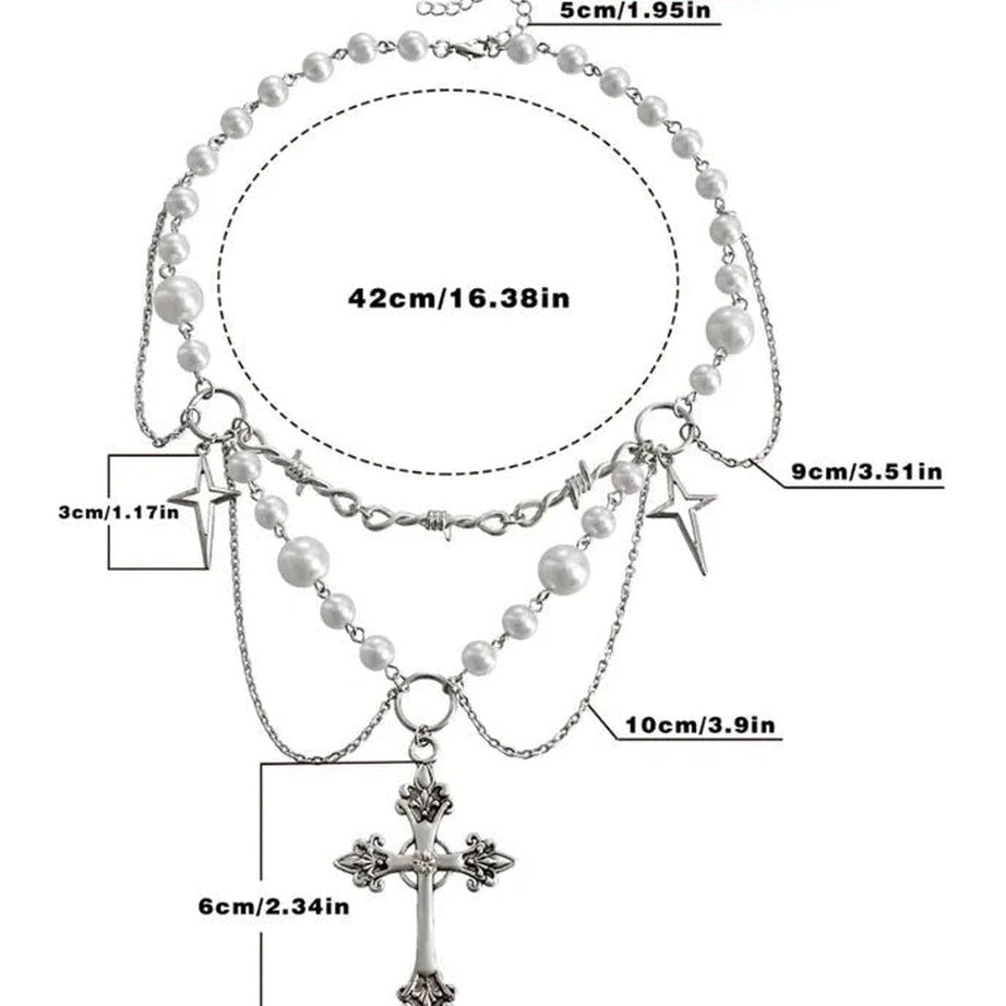 Alt Victorian Gothic Rosary Pearl Necklace Shoptery