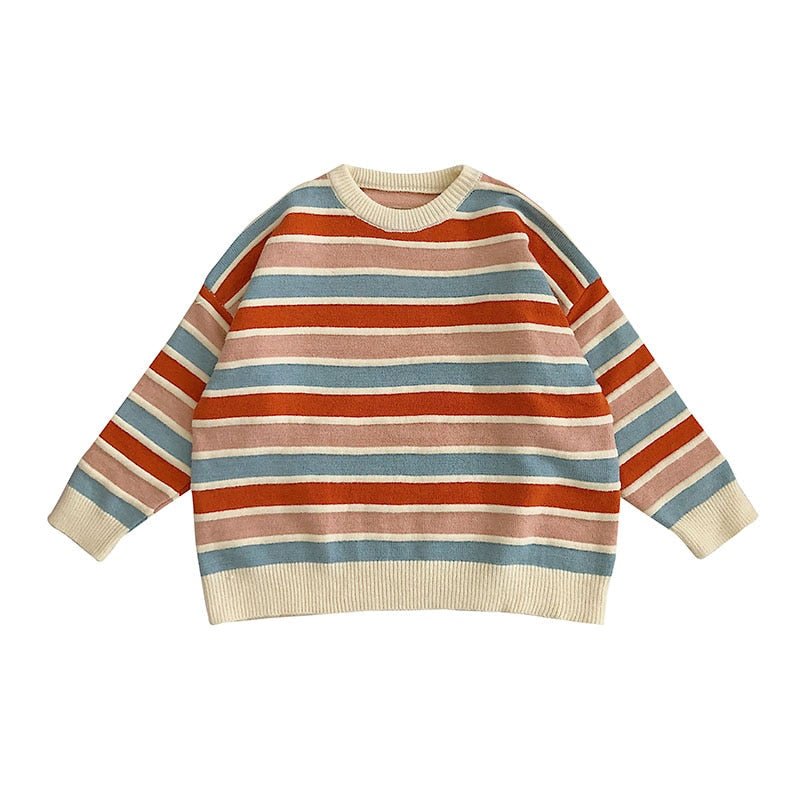 Vintage Aesthetic Winter Loose Striped Sweater - Sweaters