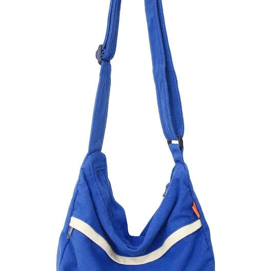 Retro Canvas Korean Messenger Handbag Blue Canvas Bag (30cm<Max Length<50cm) Shoptery