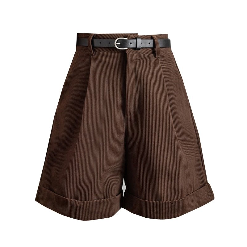 Vintage Corduroy High Waist Shorts - Shorts