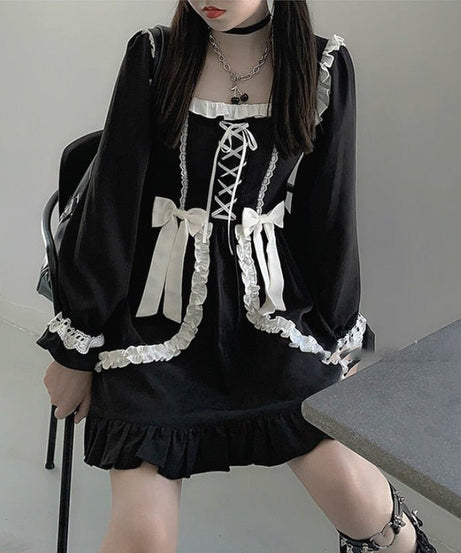 Vintage Gothic Mini Dress - Dresses