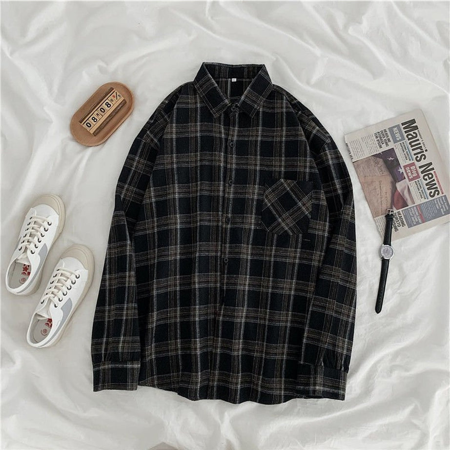 Retro Plaid Shirt 093205black Shoptery