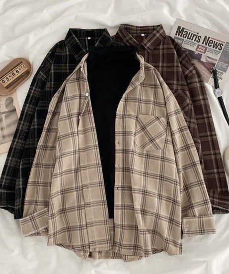 Vintage Grunge Plaid Shirt - Shirts