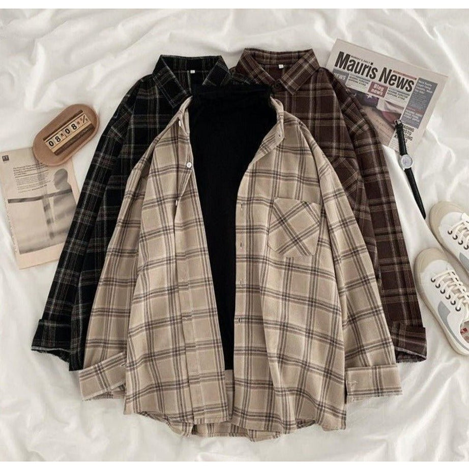 Retro Plaid Shirt 093205khaki Shoptery