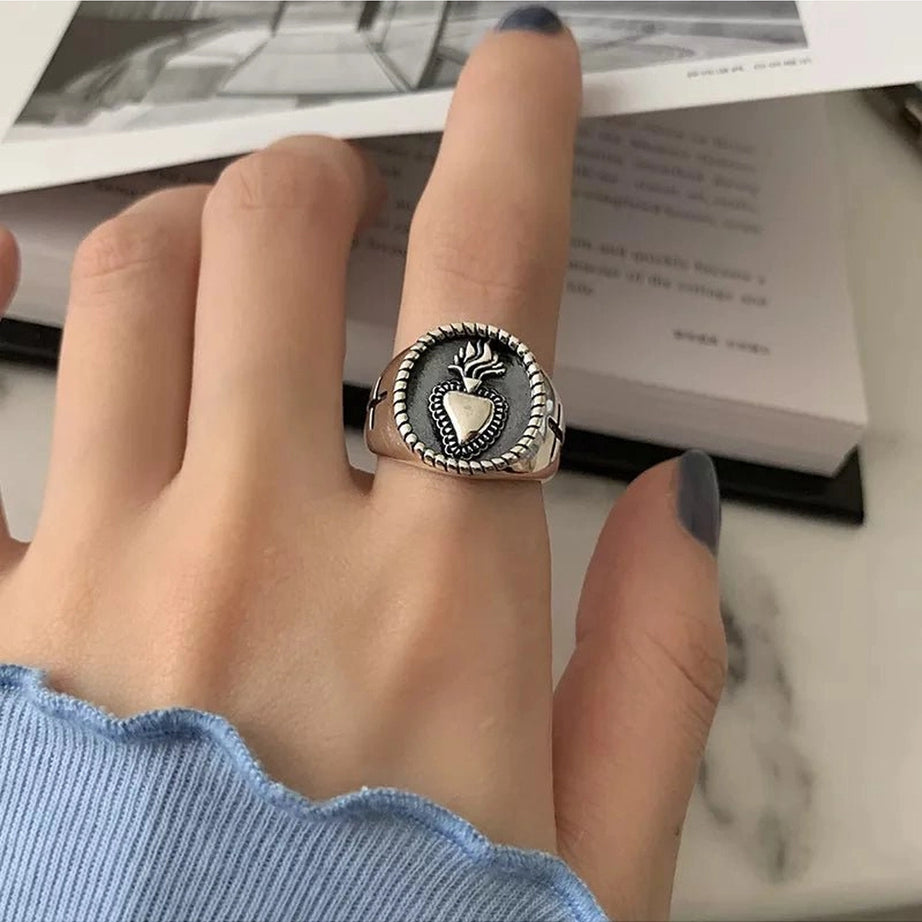 Alt Hollow Heart Silver Ring R1948 Shoptery