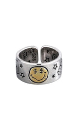 Retro Poker Dice Smile Ring Gold Face Resizable Shoptery