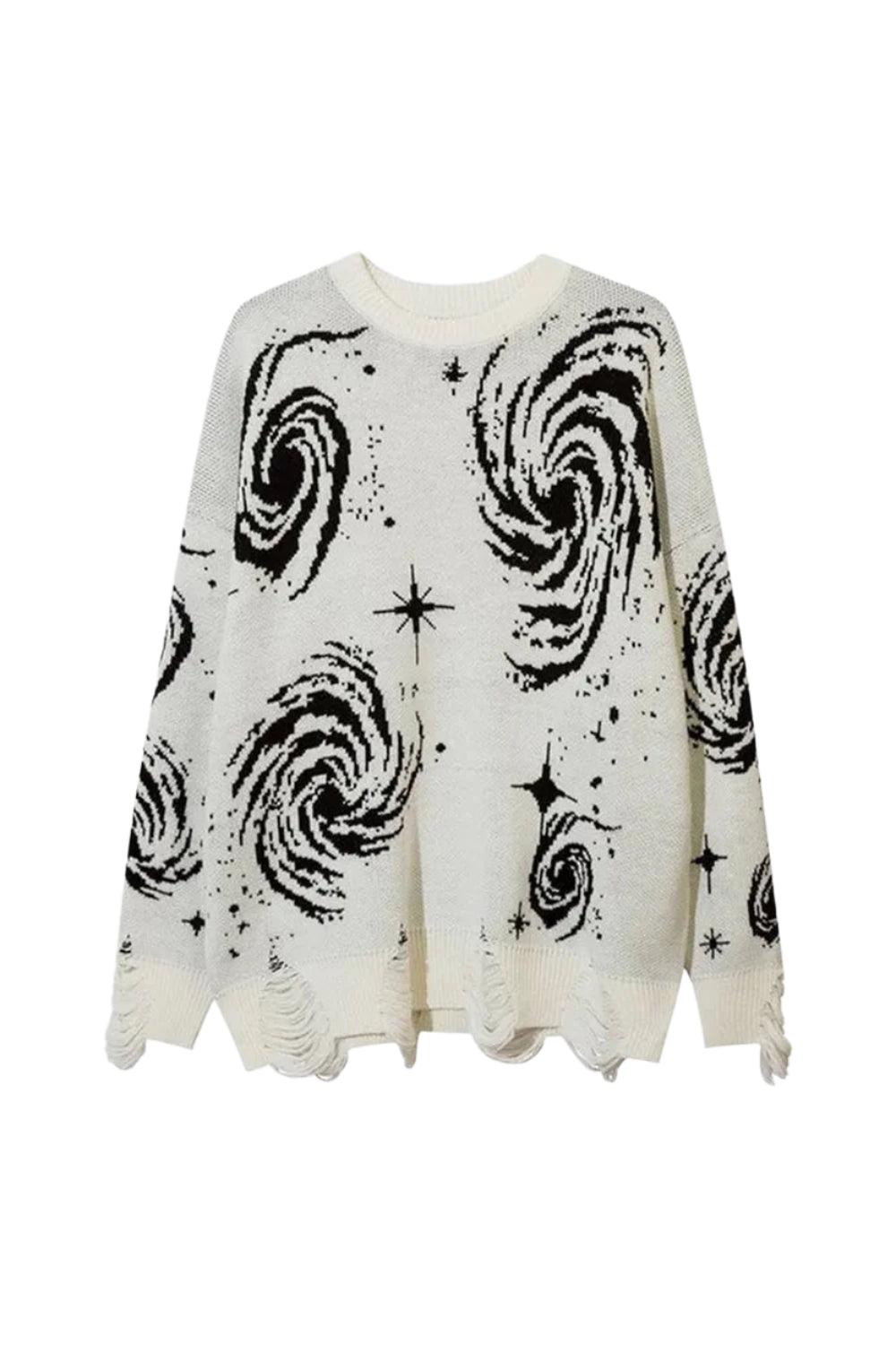 Buy Vintage Ripped Stripe Knit Sweater - Shoptery