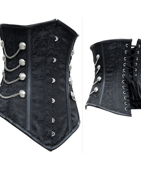 Vintage Style Lace Corset With Chains - Corsets