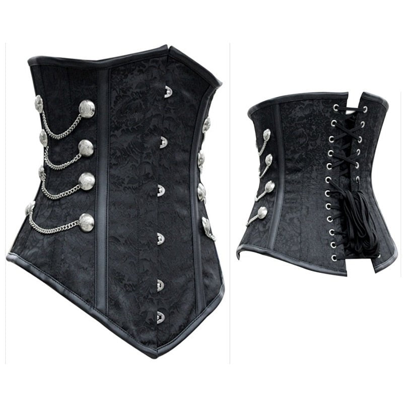 Vintage Style Lace Corset With Chains - Corsets