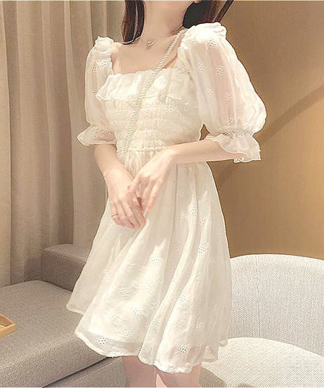 Vintage Style White Dress - Dresses